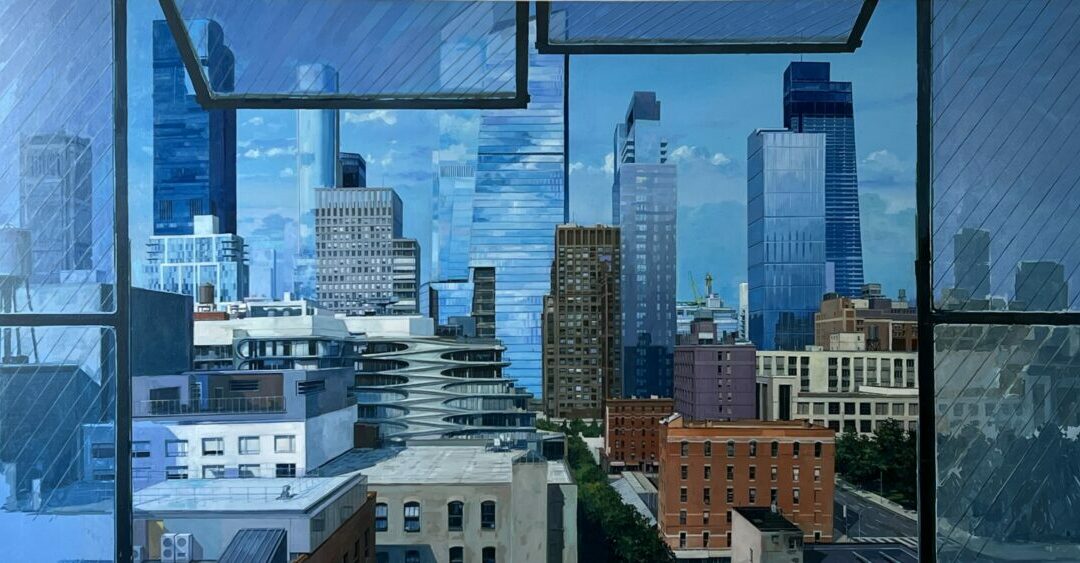 Green line_huile sur toile 195:97 cm_Gilles Marrey